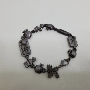 Teacher Charm Bracelet Gray Silver Tone 7.5‎ Inch G